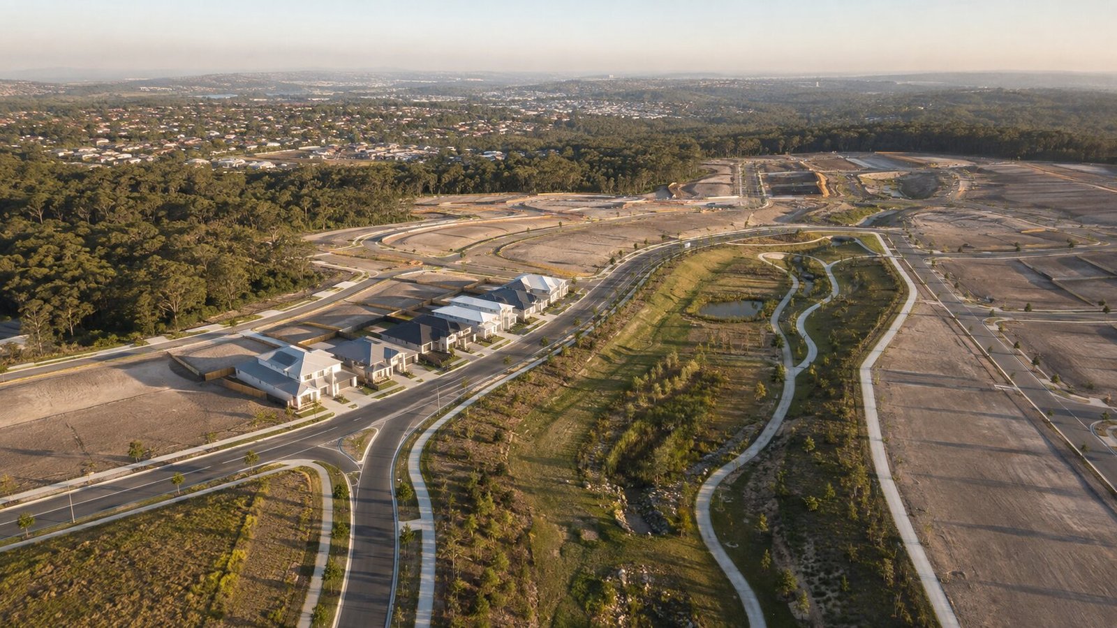 Aerial view of a premium masterplanned land subdivision